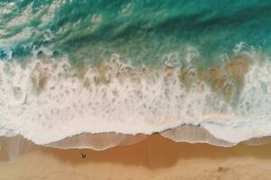 nature shore wave beach sea summer water vacation ocean sand. Generative AI. photo