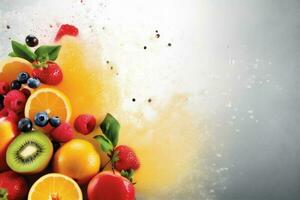 fruit smoke juice ice hookah apple background nourishment orange grape food. Generative AI. photo