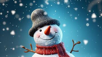 year winter snowman season white background snowfall happy celebration snow new christmas. Generative AI. photo