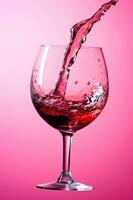 party gradient liquid background bottle wine glass drink alcohol closeup red. Generative AI. photo