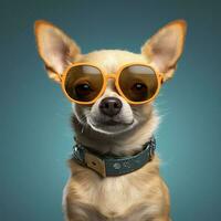 perro mascota amarillo concepto retrato antecedentes animal chihuahua lentes linda cachorro. generativo ai. foto