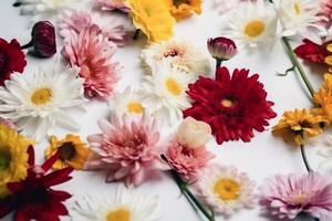 mockup white floral leaf spring summer desk flower nature isolated background. Generative AI. photo