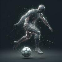 ball sport soccer football stadium kick game foot competition goal. Generative AI. photo