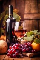 grape background alcohol glass beverage drink winery food wine bottle taste. Generative AI. photo