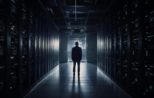 network man center computer data digital system technology connection server storage datum. . photo