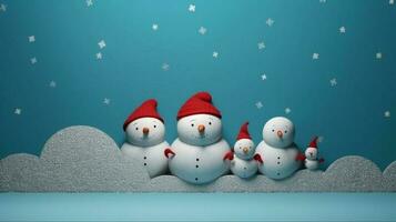 cold christmas season snowfall celebration snowman background new snow white winter year. Generative AI. photo