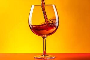 wine closeup gradient liquid glass drink party red background celebration alcohol. Generative AI. photo