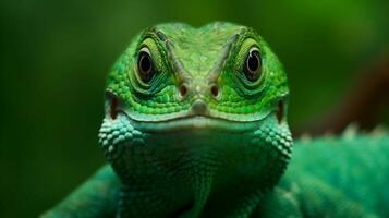 naturaleza iguana reptil animal escala verde de cerca retrato lagartija fauna silvestre. generativo ai. foto