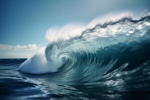 azul mar ola líquido frio naturaleza agua choque Oceano surf. generativo ai. foto