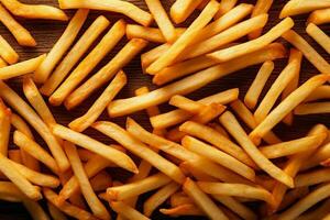 background potato chip food french fry top meal tasty snack fat. Generative AI. photo