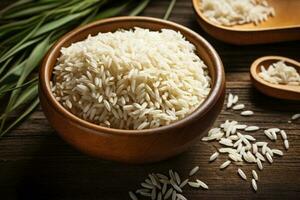 meal organic rice white diet asian grain vegetarian food healthy. Generative AI. photo