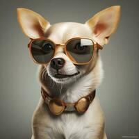 perro animal amarillo retrato linda aislado mascota perrito lentes chihuahua antecedentes. generativo ai. foto