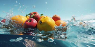 Fruta antecedentes fresa comida Fresco sano uva soltar agua verde vitamina. generativo ai. foto