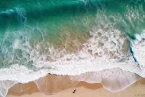 wave ocean water vacation beach nature shore summer sand sea. Generative AI. photo