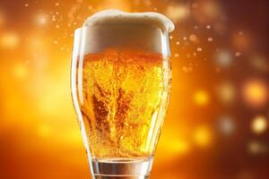beer bubble gradient drink cold foam background splash glass light alcohol. . photo