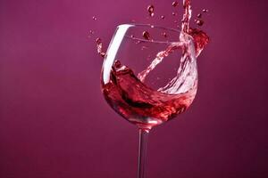 closeup alcohol party background gradient burgundy wine glass liquid drink red. Generative AI. photo