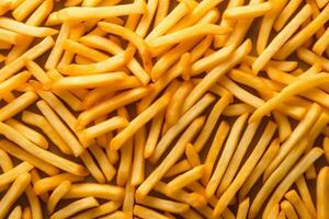 food tasty french snack fry table fat chip background potato meal. Generative AI. photo