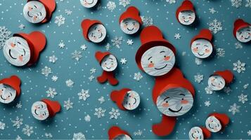 snow christmas winter white blue snowfall new year background snowman season celebration. Generative AI. photo