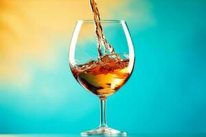 gradient alcohol party drink glass background closeup red winery liquid wine. Generative AI. photo