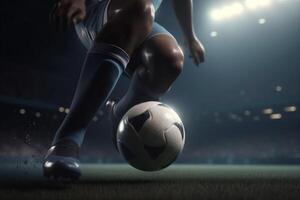 football foot stadium sport game competition soccer kick goal ball. Generative AI. photo