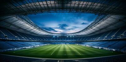 mundo verde estadio deporte ligero arena juego fútbol americano objetivo fútbol. generativo ai. foto