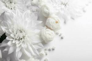 spring background wedding blossom beautiful nature white flower celebration fresh floral. Generative AI. photo