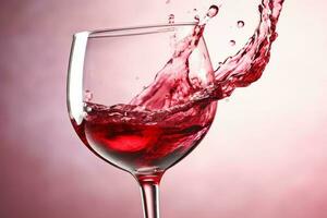 closeup liquid party drink red wine bordeaux glass background gradient alcohol. Generative AI. photo