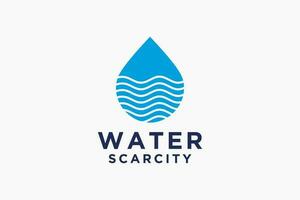 Water Logo. Blue Water Drop Linked with Circle Line Around isolated on White Background. Usable for Business, Science, Healthcare, Medical and Nature Logos. Flat Vector Logo Design Template Element.