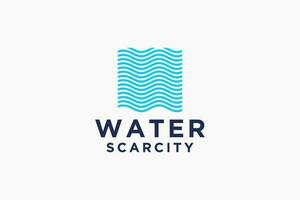 Water Logo. Blue Water Drop Linked with Circle Line Around isolated on White Background. Usable for Business, Science, Healthcare, Medical and Nature Logos. Flat Vector Logo Design Template Element.