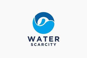 Water Logo. Blue Water Drop Linked with Circle Line Around isolated on White Background. Usable for Business, Science, Healthcare, Medical and Nature Logos. Flat Vector Logo Design Template Element.