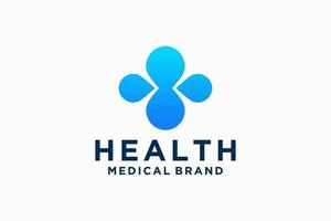 Modern Healthcare Medical Logo. Geometric Linear Rounded Cross Sign Health Icon isolated on White Background. Flat Vector Logo Design Template Element.