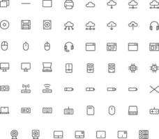 Vector of Computer and IT Icon Set Thin. Perfect for user interface, new application.