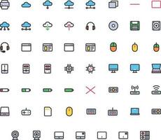 Vector of Computer and IT Icon Set Color. Perfect for user interface, new application.