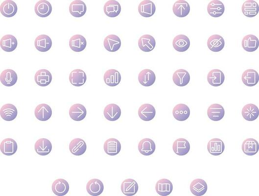 Vector of Essential UI 2 Icon Set Round Gradient. Perfect for user interface, new application.