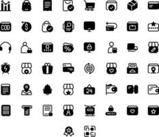 Vector of Online Shopping Icon Set Solid. Perfect for user interface, new application.