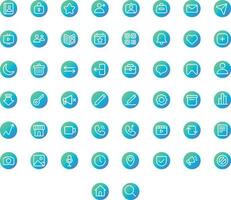 Vector of Social Media 1 Icon Set Round Gradient. Perfect for user interface, new application.