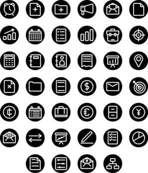 Vector of Work Icon Set Round. Perfect for user interface, new application.