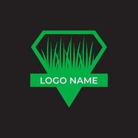 Diamond lawn care green logo design vector