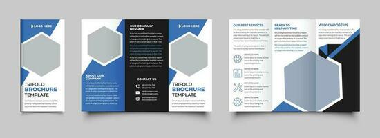 Corporate business trifold brochure template. Modern, Creative and Professional tri fold brochure vector design. Simple and minimalist promotion brochure design