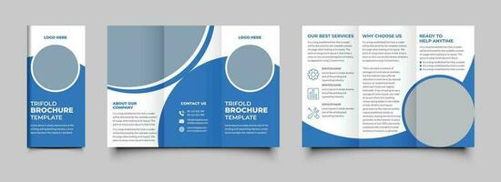 Corporate business trifold brochure template. Modern, Creative and Professional tri fold brochure vector design. Simple and minimalist promotion brochure design