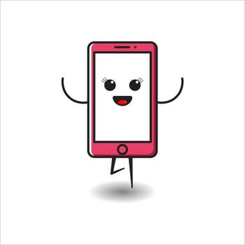 A modern mobile with a flat design style with a cute expression vector