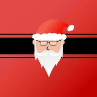 Santa Claus, wearing glasses, a white beard and wearing a Christmas hat, red, white, black and gold vector