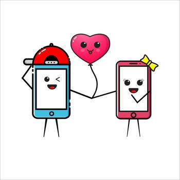 A modern mobile with a flat design style with a cute expression vector