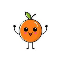 personaje de naranja Fruta con plano diseño estilo vector