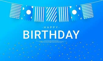 Happy birthday cards, blue and, suitable for invitation cards, backgrounds, posters, social media posts and so on vector