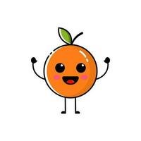 Character of orange fruit with flat design style vector