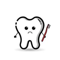 A tooth character who is carrying a toothbrush vector
