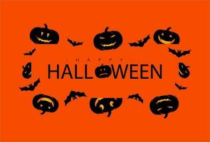 Halloween greeting design with paper cut, orange and white vector