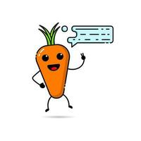 Carrot character design icons with conversation bubbles with funny, funny and adorable expressions vector