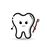 A tooth character who is carrying a toothbrush vector